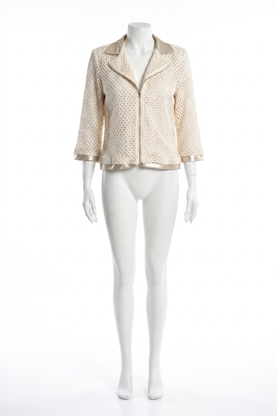 NEW FRANK LYMAN collar casual hip jacket in beige/gold
